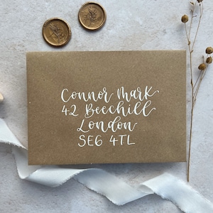 Kraft Umschlag / Kalligraphie Adressierte Umschlag / Hochzeitskalligraphie / Einladungen C6 5x7 C5