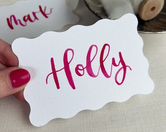 Wavy Hand Lettered Wedding Place Card / Name Card