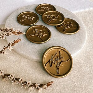 Gold &#39;Thank You&#39; Wax Seal Stickers: Self Adhesive Wedding Stationery