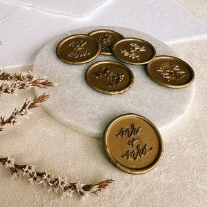 Gold Mr & Mrs Wax Seal Stickers: Wedding Envelope Seals