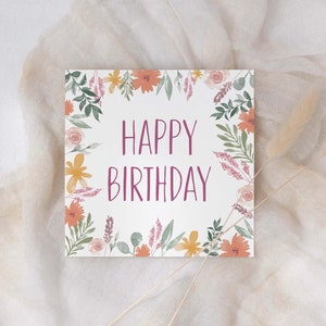 Tarjeta de cumpleaños para ella // Tarjeta de cumpleaños floral // Tarjeta de cumpleaños de la mujer // Tarjeta de cumpleaños femenina // Tarjeta bonita / Tarjeta en blanco