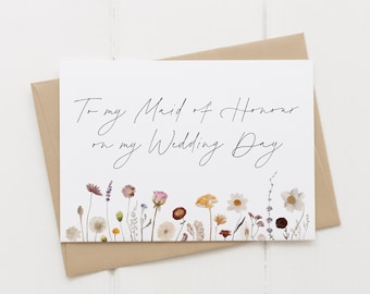 Bridesmaid Wedding Day Card: Floral Thank You Card