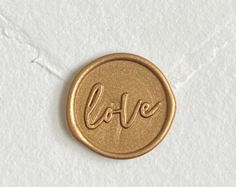 Gold Wax Seal / Love Self Adhesive Wax Seal Sticker / Wedding Stationery / Wedding Invitation Wax Seal / Vellum Wrap Wax Seal