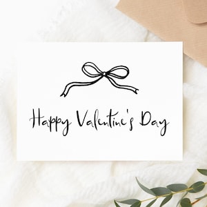 Tarjeta del día de San Valentín / Tarjeta de San Valentín monocromática sencilla con lazo