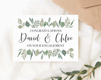 Personalised Engagement Card | Botanical | Congratulations To The Happy Couple | Soon To Be Mr and Mr  | The Future Mr and Mrs |Calligraphy