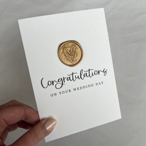 Wedding Day Card / Glückwunschkarte / Schlichte Luxus Grußkarte / Goldenes Wachssiegel