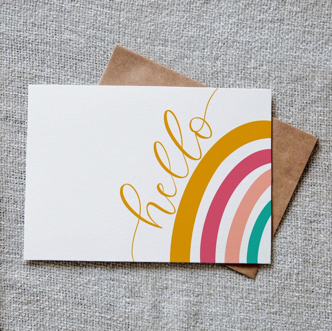 Note Card Hello Hello Rainbow Notecard Set - Etsy