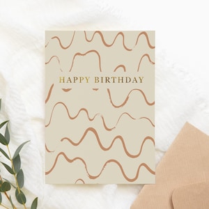Tarjeta de feliz cumpleaños / Tarjeta de cumpleaños minimalista y sencilla / Tarjeta de cumpleaños para ella / Tarjeta moderna para ella