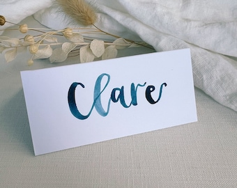 White Place Card / Wedding Name Card / Brush Lettered Name Place Settings / Modern Wedding Stationery