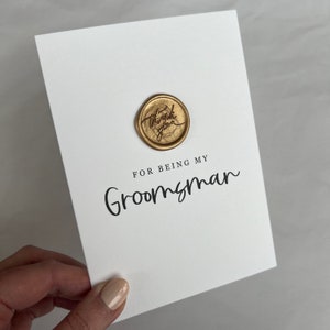 Cartão de padrinho/Obrigado por ser meu padrinho/Cartões de agradecimento para festa de noiva/Selo de cera dourada/Cartão para padrinho