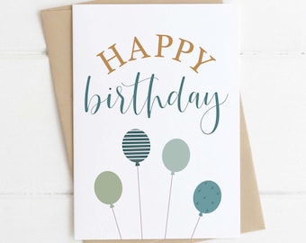 Happy Birthday Card / Male Birthday Card / Teenage Boy Birthday Card / Birthday Card For Him / Blue Birthday Card / Birthday Card For Men