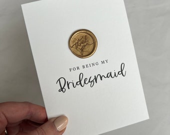 Bridesmaid Thank You Card: Gold Wax Seal, A6 Card