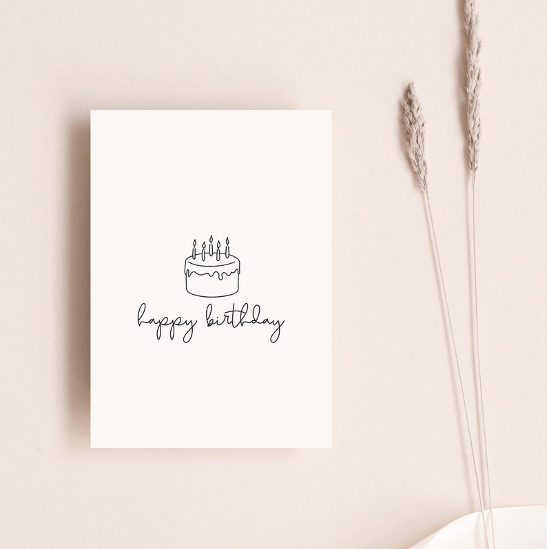 Happy Birthday Card / Simple Monochrome Birthday Card / | Etsy