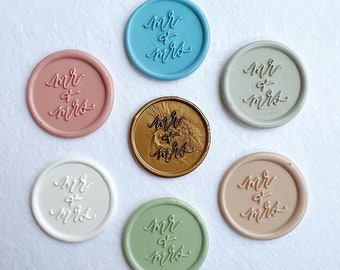 Mr & Mrs Wax Seal / Wedding Invitations / Pink Wax Seal Sticker / Self Adhesive / Vellum Wrap Sticker