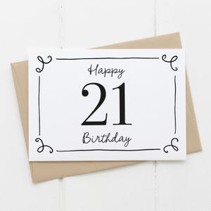 Biglietto di auguri per il 21° compleanno / Biglietto di auguri per il 21° compleanno / Semplice biglietto di auguri monocromatico