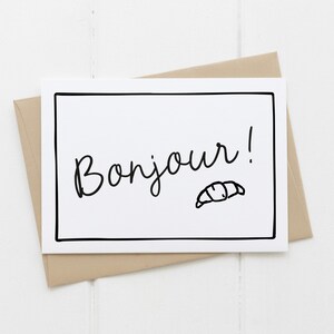 Tarjeta de felicitación Bonjour / Tarjeta minimalista moderna / Tarjeta de felicitación genérica / Tarjeta sencilla