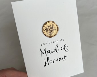 Maid of Honour Thank You Card: Gold Wax Seal Bridal Party Card