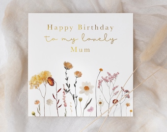 Gold Foil Wildflower Birthday Card For Mum