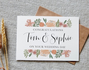 Personalized Wedding Card: Custom Calligraphy, Mr & Mrs