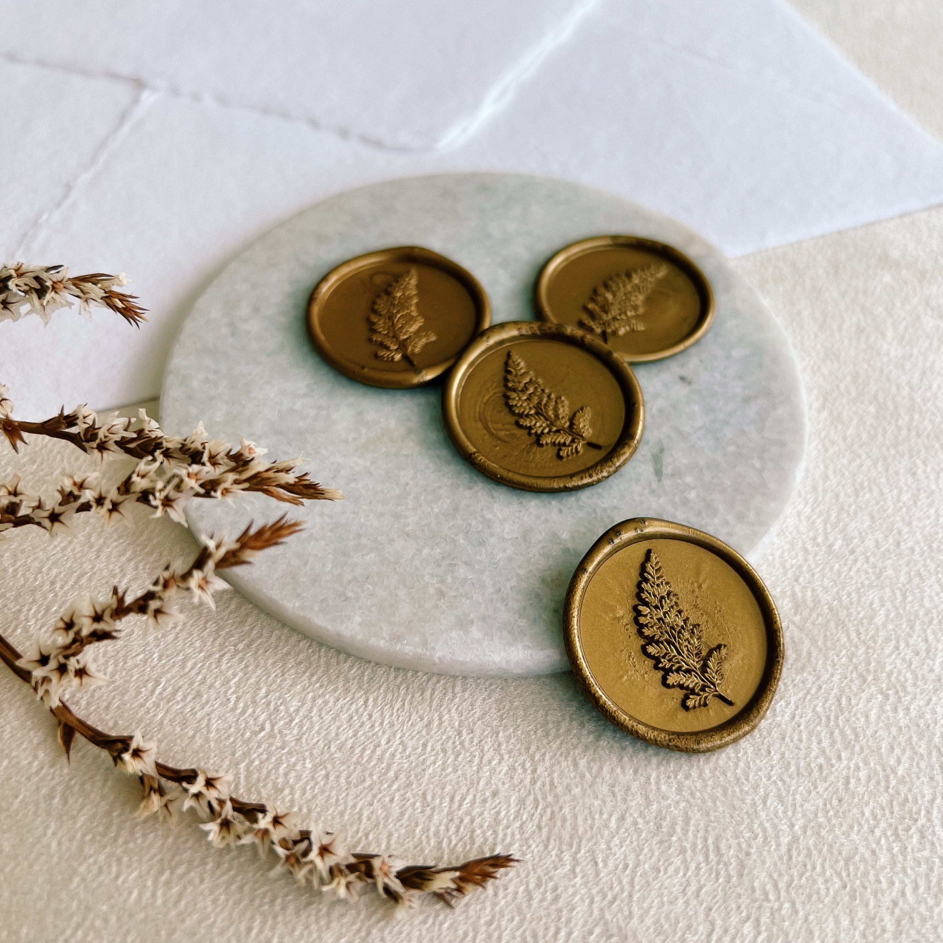 Leaf Wax Seal Sticker / Gold Wax Seal / Wedding Stationery / Envelope Wax Seal / Self Adhesive Sticker