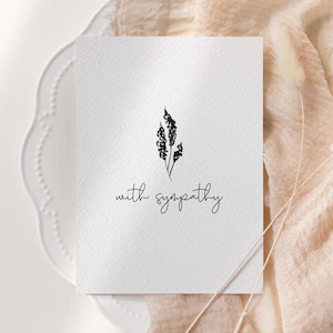 Sympathy Card / With Sympathy/ Simple / Monochrome Greeting Card