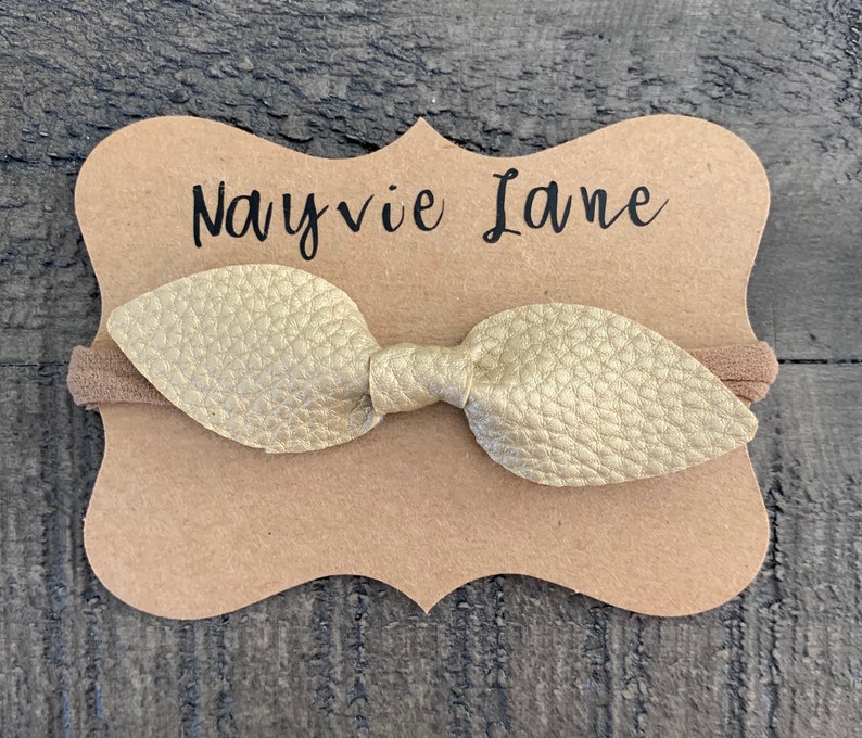 Gold Leather Knot Bow Headband