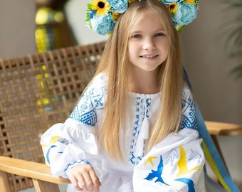 Ukraine Embroidery for kids,Girl's Ukraine Vishivanka,Ukrainian blouse for girl,Paired vishivanka for mother and daughter,Embroidery kids