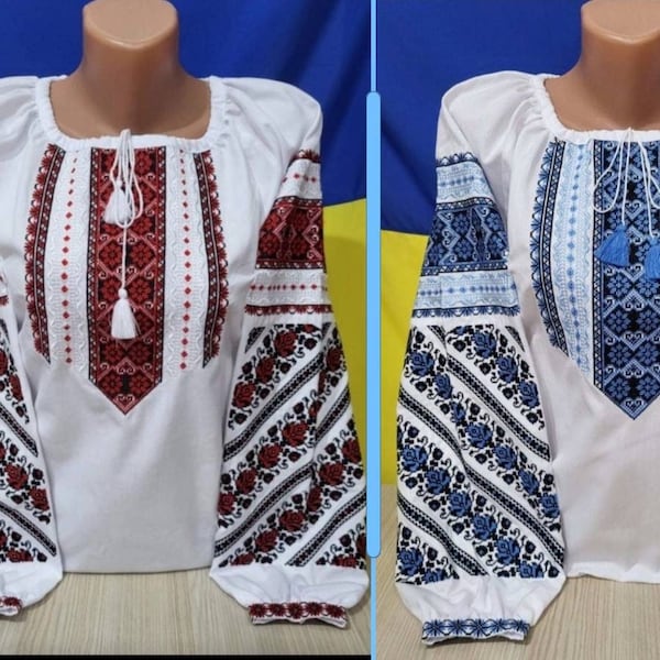 Ukraine Embroidered vishivanka,red embroidery blouse,spikelet blouse,women boho outfit ukraine,plus size embroidered blouse,summer dress