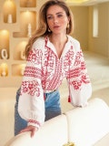 White and red Ukraine embroidered blouse,vishivanka,Ukraine women gift,embroidered women dress,made in Ukraine,handmade Ukraine clothing, product logo