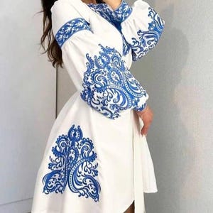 Embroidered Ukraine dress,women Ukraine dress,blue and yellow Vyshyvanka,made in Ukraine,vyshyvanka,boho women dress,wedding guest dress