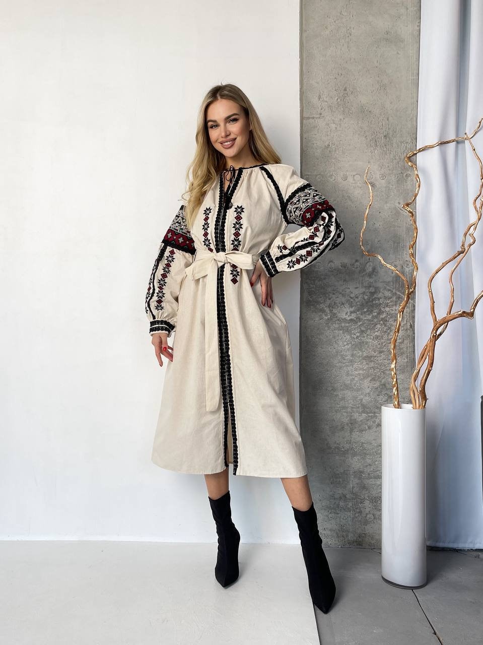 Ukraine Embroidered Dress,embroidery Vishivanka,handmade Ukraine Dress, ukraine Ornment,women Ukraine Linen Dress,beige Ukraine Dress - Etsy