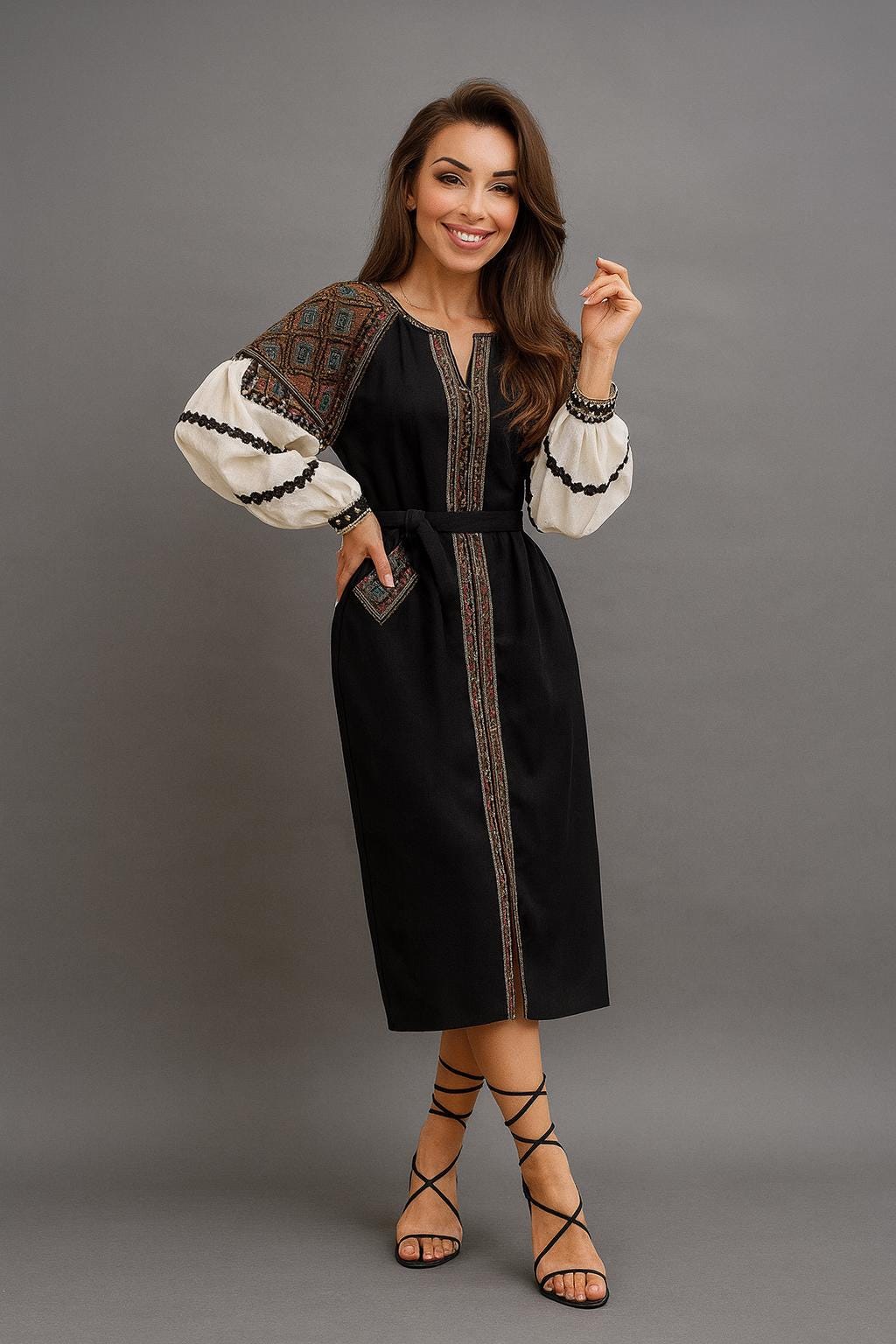 green emerald velvet dress Hand Embroidered 70s Boho Dream Dress from India, Size M main image 0