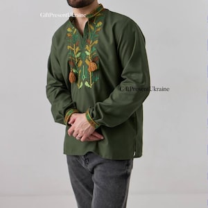 Ukrainian embroidered men vishivanka,Ukraine t-shirt,ukraine men’s clothing,Ukraine men gift,ukraine national clothes,embroidery men blouse