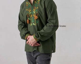 Ukrainian embroidered men vishivanka,Ukraine t-shirt,ukraine men’s clothing,Ukraine men gift,ukraine national clothes,embroidery men blouse