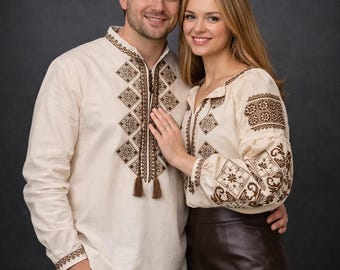 Ukraine vishivanka,couple embroidered shirt, embroidered ukraine blouse ,men embroidered shirt, Vyshyvanka, family embroidered look