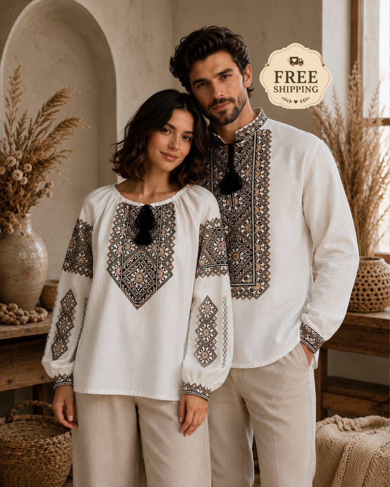 Matching Couple Outfit Boho Blouse Embroidered Blouse Mexican