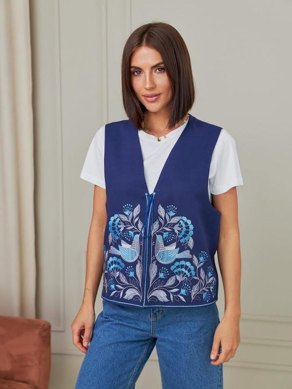 Ukraine Embroidery Waistcoat,black Vest,ukraine Embroidered