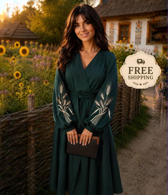 dark green embroidered dress Ukraine Dress,embroidered Ukraine dress,handmade Ukraine dress,ethnic Lace Dress Macy's Girls Buying Options:Purchase فستان زفاف دانتيل ساتان Green maxi dress 2% Spandex