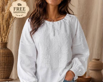 ukrainian blouse,embroidered blouse,white women shirt,embroidered women shirt,Bohemian Blouse,Women Cotton Embroidered Blouse Boho Top