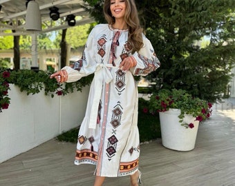 Bohemian Embroidered Dress,ukraine embroidery vishivanka,handmade ukraine dress,ukraine ornment,women embroidered clothing,women gift