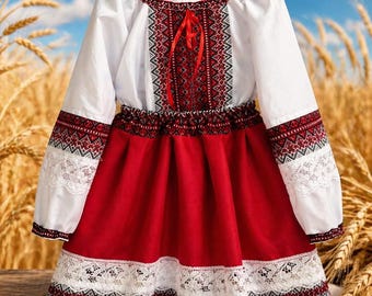 girl embroidered dress,embroidered red dress,Ukraine outfit,boho girl blouse,vishivanka for girl,ukraine blouse