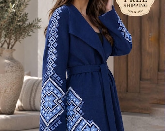 Blue jacket,Ukrainian embroidered jacket,embroidered cardigan,christmas women gift,ukrainian jacket,ethnic jacket,ethnic cardigan