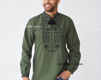 Ukrainian embroidered men vishivanka,Zelenskyy shirt ,ukraine men’s sorochka,gift from Ukraine,ukraine national clothes,vyshyvanka for men