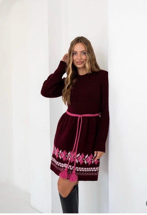 christmas dress women burgundy Berylove Women Burgundy Holiday Dress Velvet Sheath Christmas Dress With Slit, Burgundy / US14 main image 1