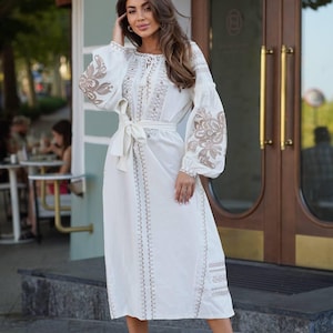 Sukienka haftowana boho, ukraińska sukienka, haftowana sukienka, wyszywanka, ukraiński ślub, ukraińska odzież zdjęcie 2