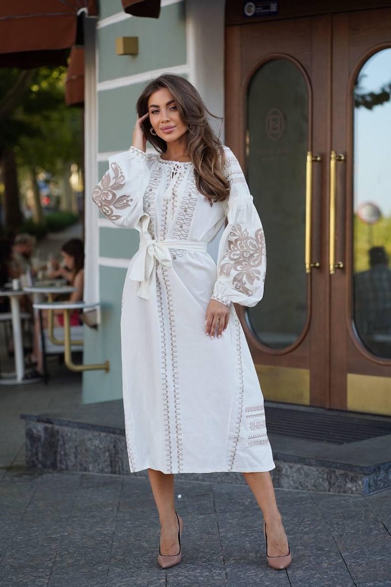 Sukienka haftowana boho, ukraińska sukienka, haftowana sukienka, wyszywanka, ukraiński ślub, ukraińska odzież zdjęcie 2