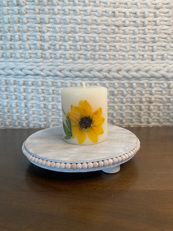Pressed flower Dish Real Pressed yellow flowers in clay Boho bridesmaid Jewelry storage garden lover Tiny Ring Dish for Mom
