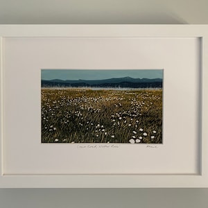 Estampe giclée de paysage écossais, linogravure