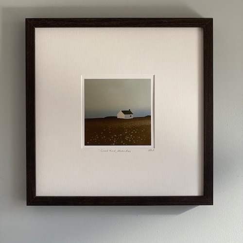 Impression giclée lino, impression lino, art linogravure, art, paysage, impression, Highlands d'Ecosse, bruyère, feuillage, impression giclée