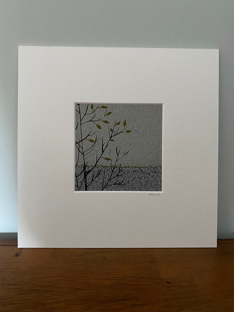 Giclee Lino Print, Lino Print, Linocut Art, Art, Landscape, Print, Highlands of Scotland, Tree, Birch Tree, Foliage, Giclee Print image 5